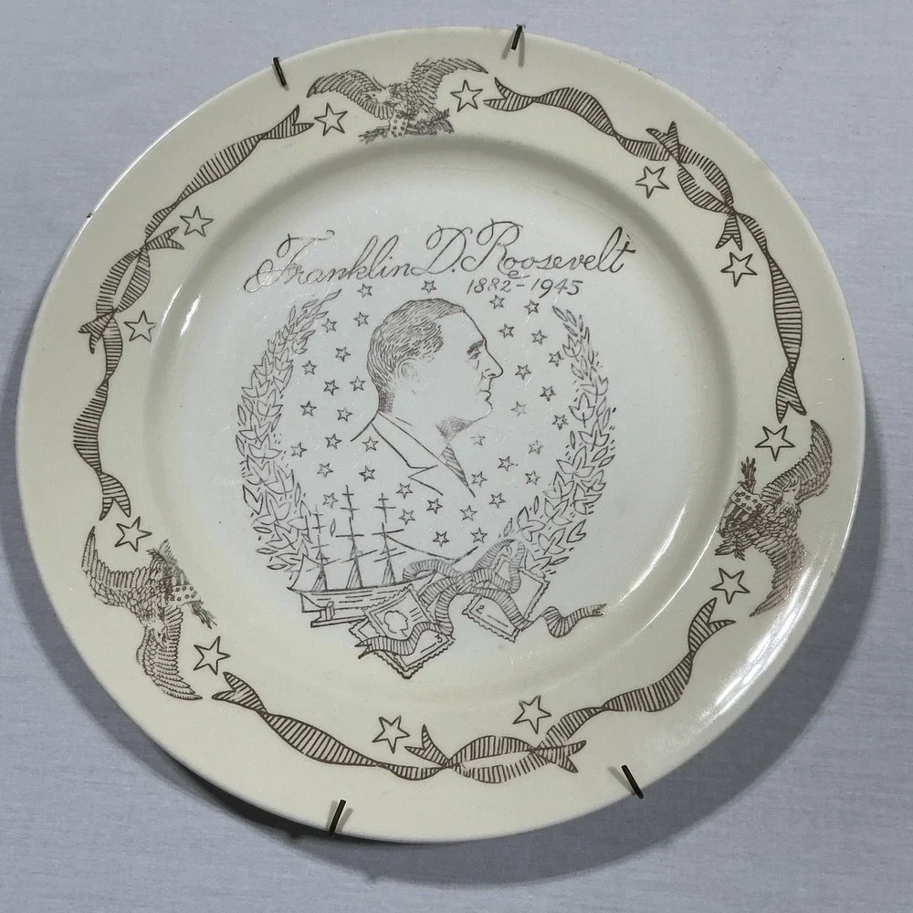 Edwin M Knowles Franklin D Roosevelt Memorial Plate 1945 Wall Display USA
